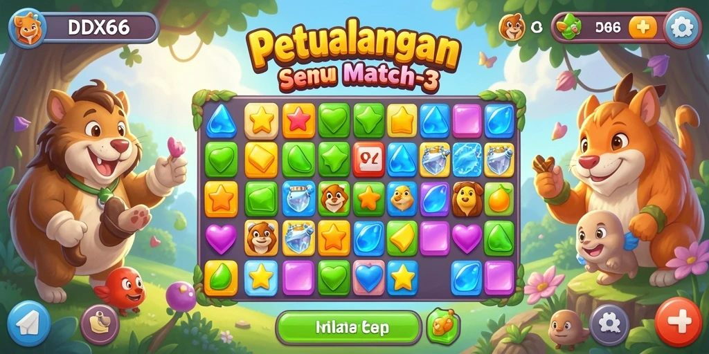 Tangkapan layar IDX66 menampilkan gameplay menawan dengan aksi Match-3 yang menyenangkan.