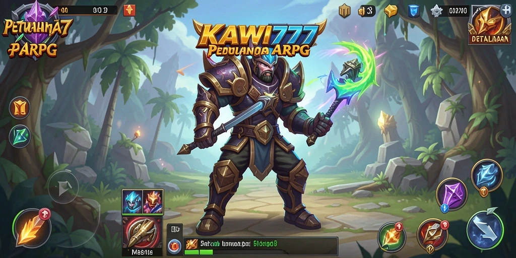 Screenshot gameplay ARPG KAWI777 menampilkan aksi pertempuran seru.