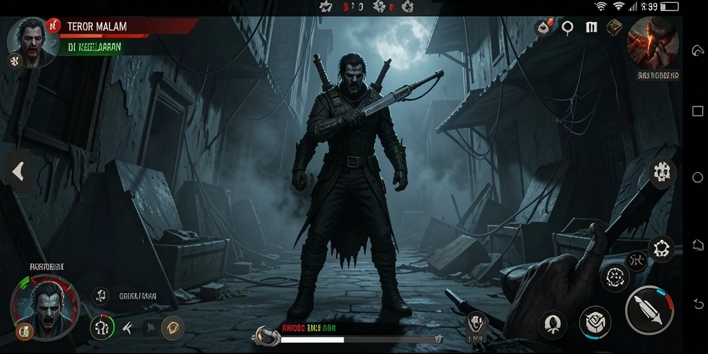 Screenshot dari gameplay menakutkan di RR89 dengan suasana kelam.